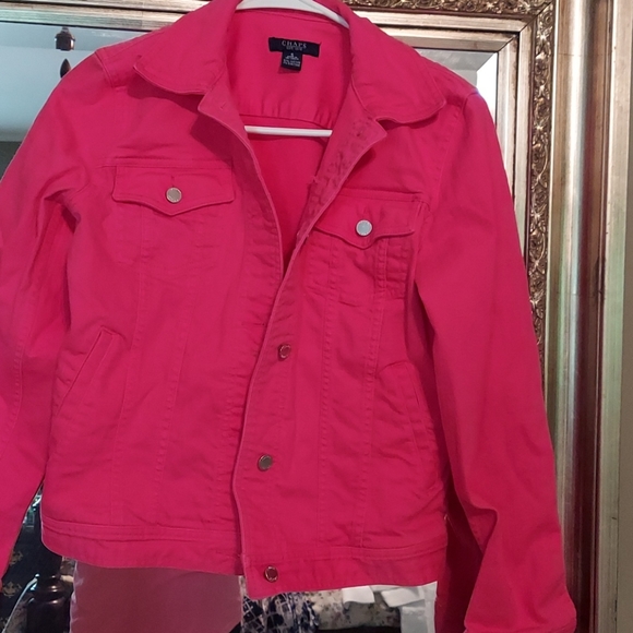 dark pink denim jacket